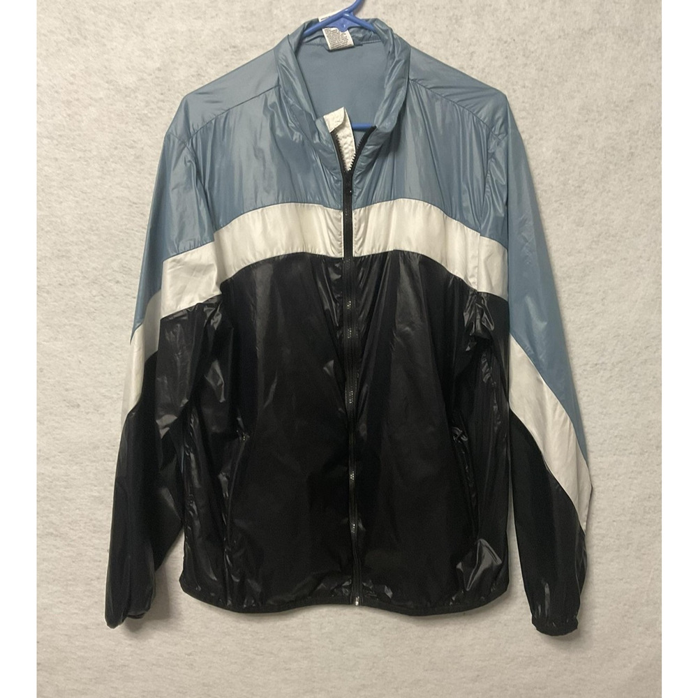 All In Motion Jacket Mens XL Blue‎ Black White Windbreaker Full Zip Colorblock
